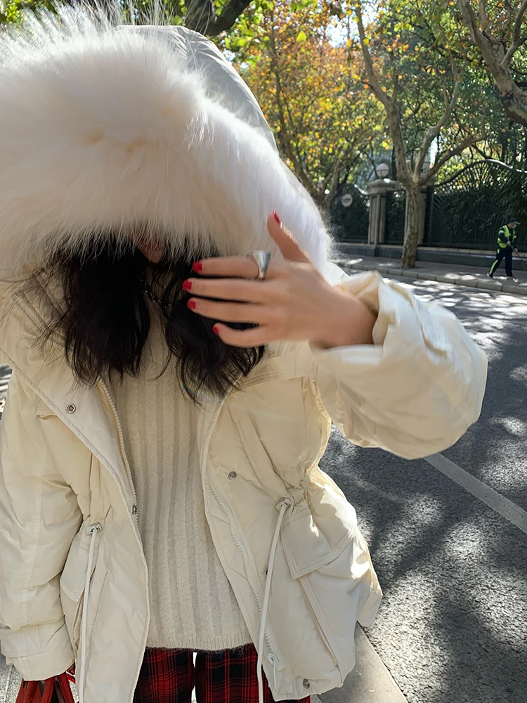 Jaet – manteau à capuche pour femmes, doublure à la taille, amincissant, chaud, grand col en fourrure, pour les déplacements coréens, nouvelle collection 2024