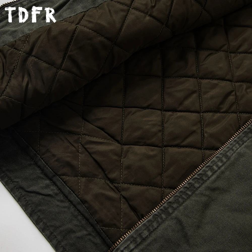 تقسم التلبيب البضائع مبطن سترة رجالي متعددة جيب الخريف الشتاء الرجعية غسلها المتعثرة طويلة الأكمام ملابس خارجية رجل