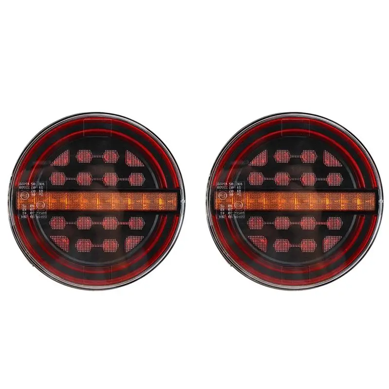 Exquisite 5.3Inch Round LED Truck Trailer Light Rear Brake Light DRL Flow Turn Signal Light For Truck Ships Van Boat Lorry