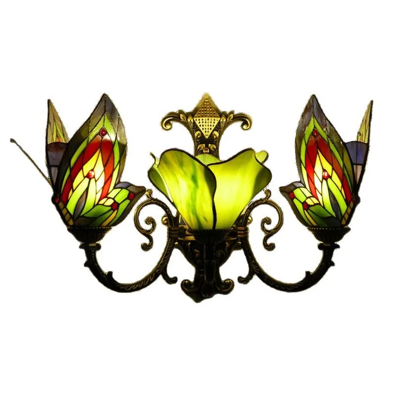 Vintage stained glass bar bedroom bedside wall lamp