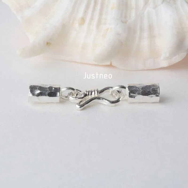 solid 925 sterling silver Clasp Leather Cord End Cap , silver jewelry diy findings/components