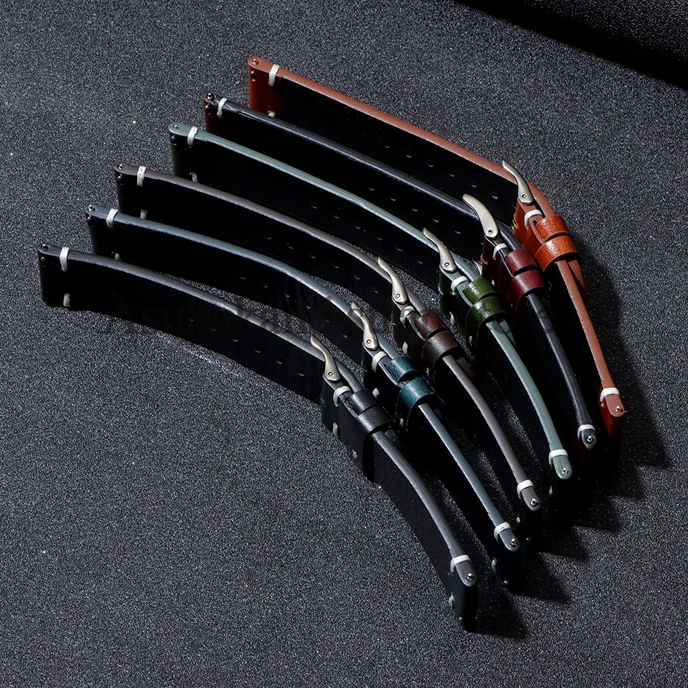 الإفراج السريع اليدوية الرجعية النفط الشمع جلد طبيعي حزام (استيك) ساعة 18 مللي متر 20 مللي متر 22 مللي متر ل Seiko ل أوميغا حزام الساعات الرجال حزام سوار