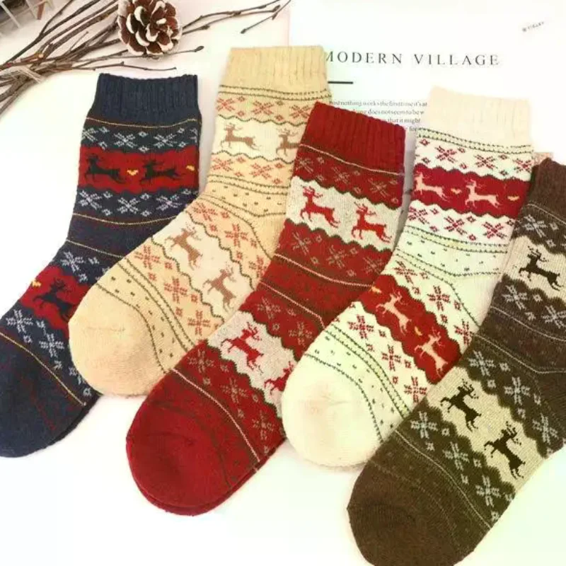 

5 пар женских и мужских носков, женские рождественские подарочные носки, зимние милые шерстяные 3D женские сумасшедшие носки, женские термоутепленные теплые носки с животными