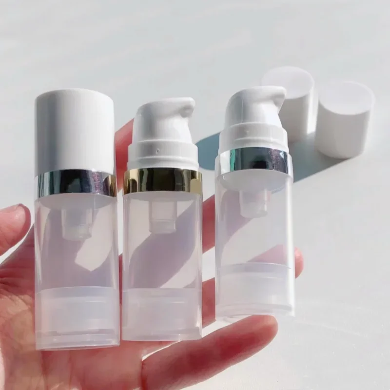 

2/3Pcs 10ml Vacuum Pump Bottle Clear Silvery Golden Airless Pump Dispenser Cream Liquid Foundation Refillable Cosmetic Container