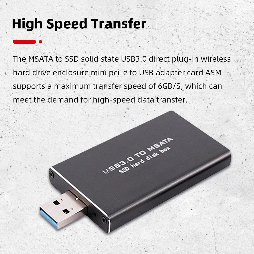 Mini SSD MSATA To USB 3.0 Hard Drive Case 6Gbps MSATA Adapter Hard Disk Case Wireless PCI-E Supports 30*30/50 SSD