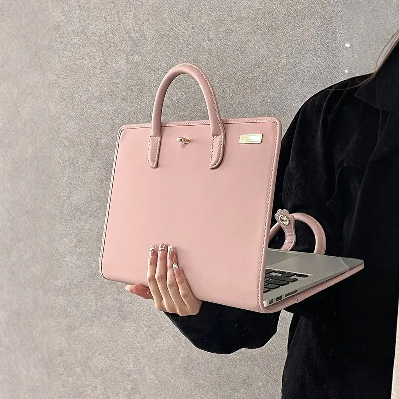 Nova bolsa de proteção para computador de 13/14/15.6/16 polegadas, bolsa combinada para computador e capa protetora, bolsa rosa para laptop