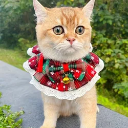 1 pet Christmas tie, bib, saliva towel, cat