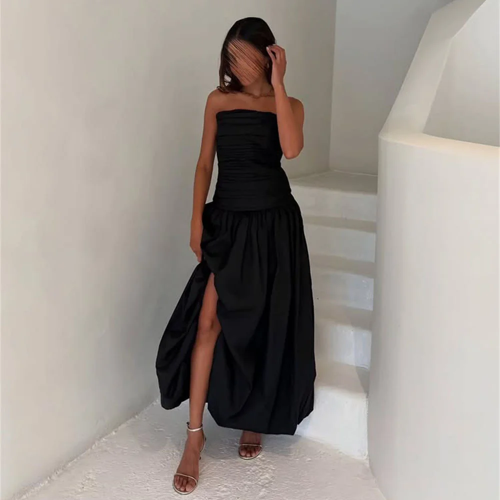 

ROYET Strapless Formal Mermaid Sleeveless Simple Evening Dress Ankle Length High Side Slit Elegant Prom Gown Customized New