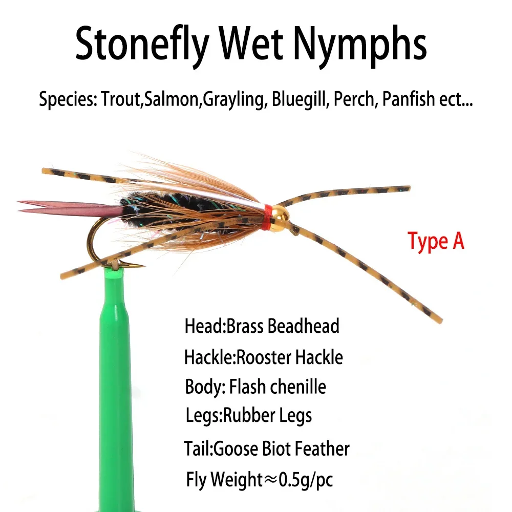 Vtwins Ninfa Stonefly mojada con púas para salmón – atado de moscas - imagen 5