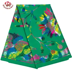 BintaRealWax Newest Style Abronzing Fabric Green BackGround Dress Sewing Polyester Material Cloth for Handworking FP6473