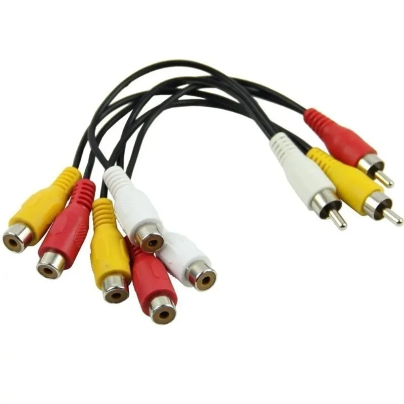 0.3M 3RCA To 6 RCA Jack Splitter Adapter Audio Video Composite AV Cables Extension Cord for CD DVD Player HD TV Set-top Box