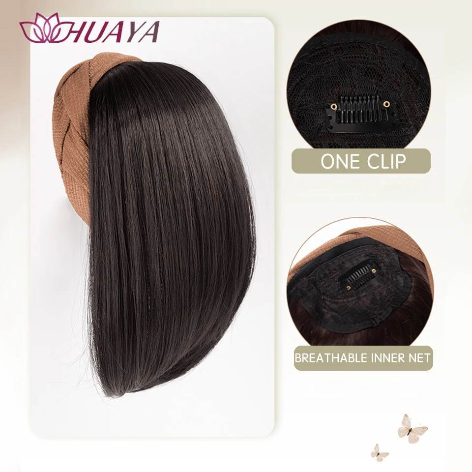 HUAYA Synthetic Headband Half Wig Hairband Replacement Fluffy Hairpiece To Cover White Hair Hairband Half Headgear for Women