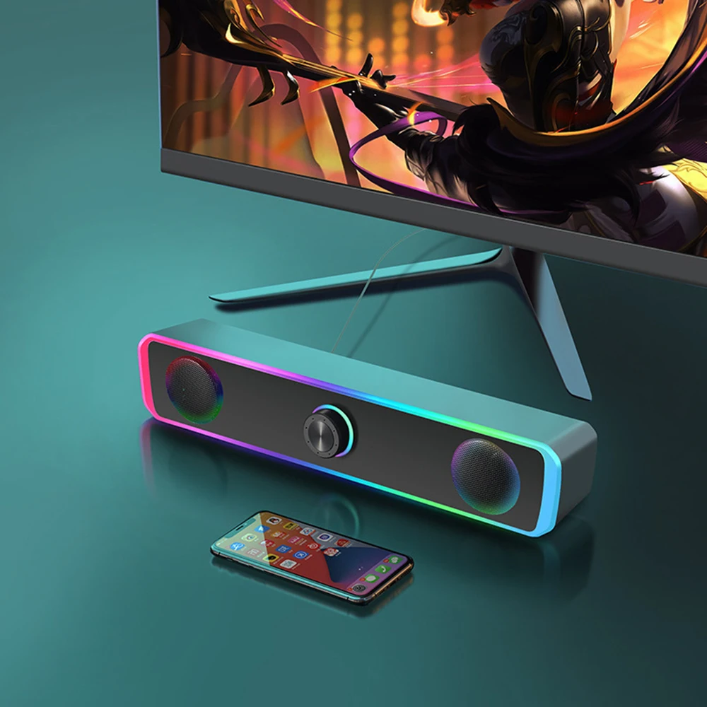 Bluetooth Speaker 4D Surround Soundbar Wired Computer Speakers Stereo Subwoofer Sound Bar for Laptop PC Theater TV Aux 3.5mm