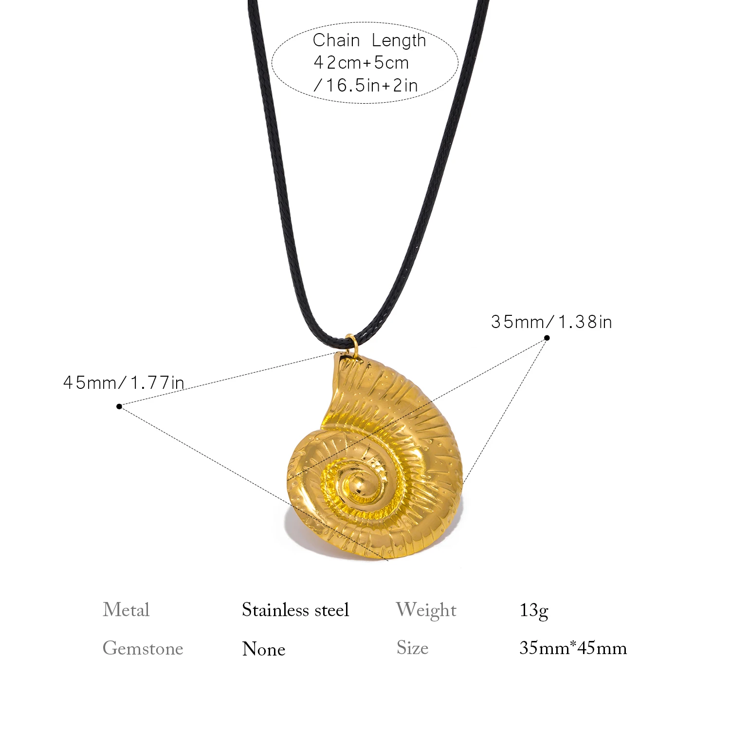 Edelstahl große Muschel-Anhänger-Halsketten für Damen, Statement-Metall, 18 Karat vergoldet, wasserdicht, trendiger Schmuck – Detail 5