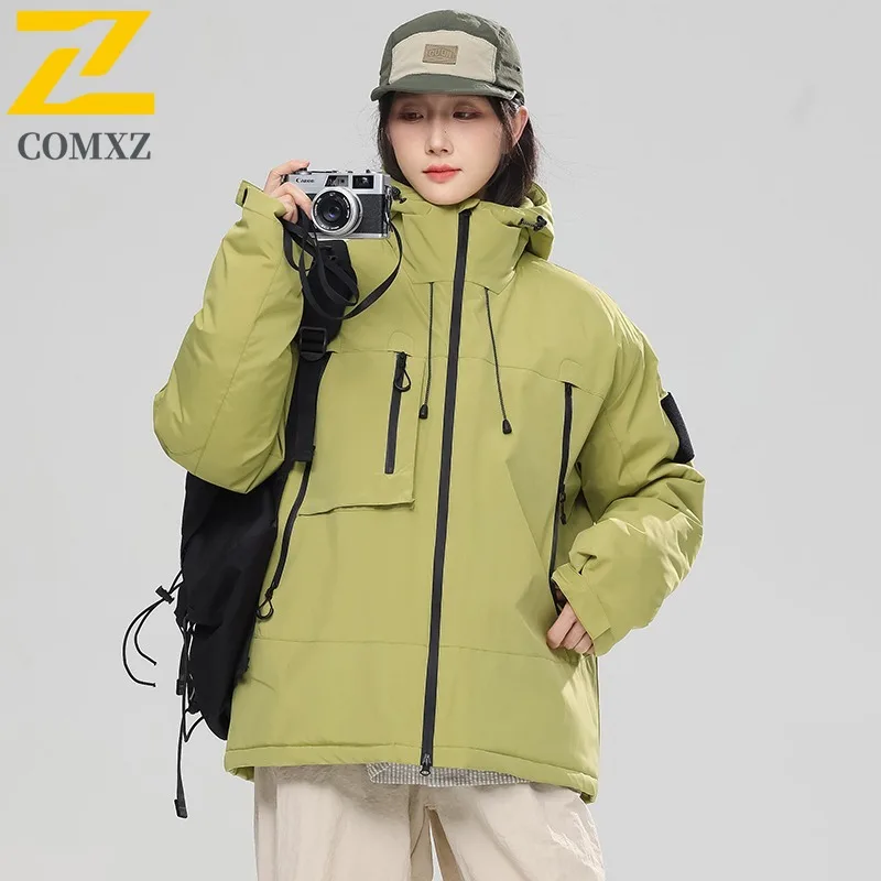 COMXZ New Couple Cotton Coat Hooded Outdoor Mountaineering Lightweight Warm Parka Fishing Triple Proof Autumn Winter Garment