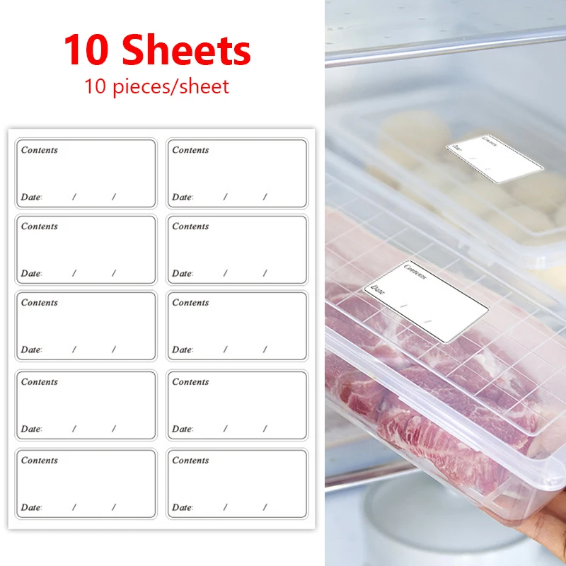 10 Sheets Kitchen Food Storage Paper Sticker Labels White Date Stickers Removable Self-Adhesive Refrigerator Freezer