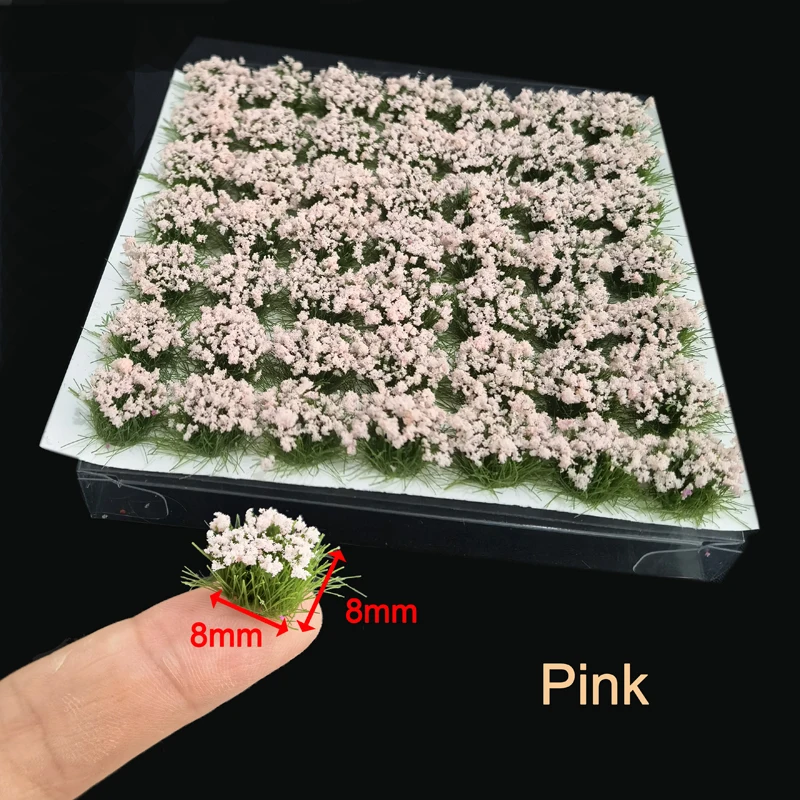 49pcs/box 8mm Model Flower Cluster Landscape Garden Decor Static Grass Scenery Model Grass Tuft DIY Building Layout 15colors