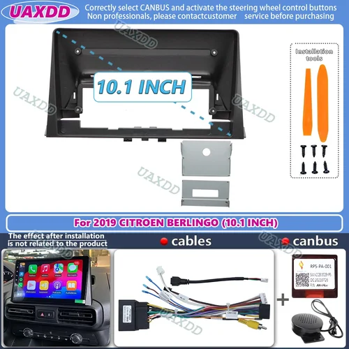 Panel de Marco Android para CITROEN BERLINGO, adaptador de arnés de vídeo para salpicadero, decodificador de navegación canbus, cable fascia, 10 pulgadas, 2019