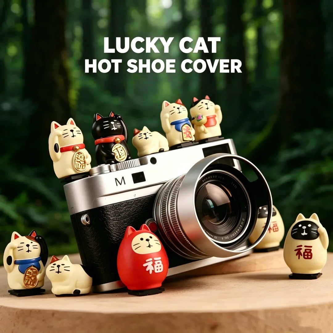 Cartoon Lucky Cat Hot Shoe Cover Universal For Fuji XT50 Sony ZVE10 Canon R100 Nikon Z50 Mirrorless Camera Cute Decor Protector