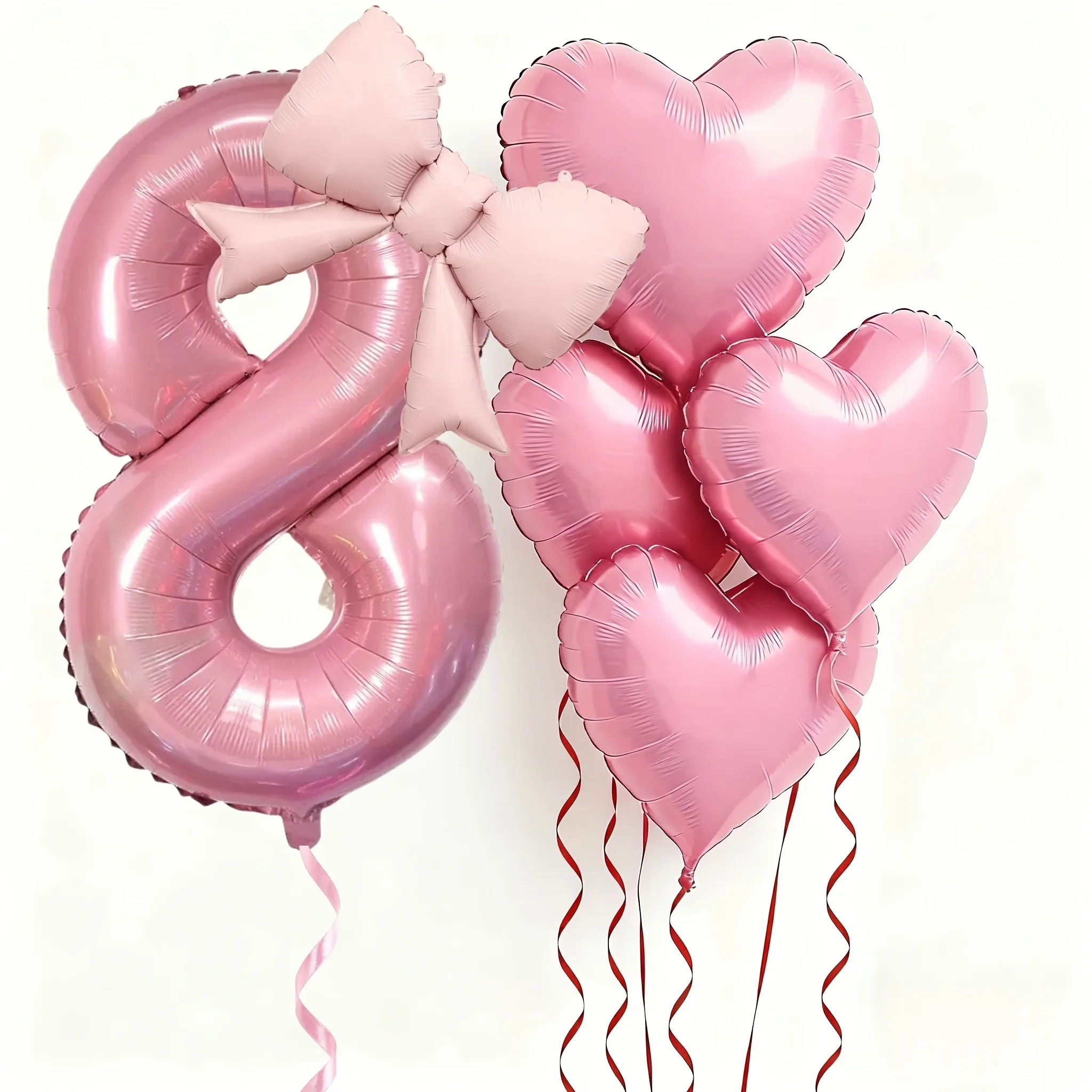 6 Stück rosa Schleifen-Herzballons, 40 Zoll, Nummer 0-9, Ballon, Geburtstagsdekoration für Erwachsene, Valentinstag, Jubiläumsfest – Detail 11