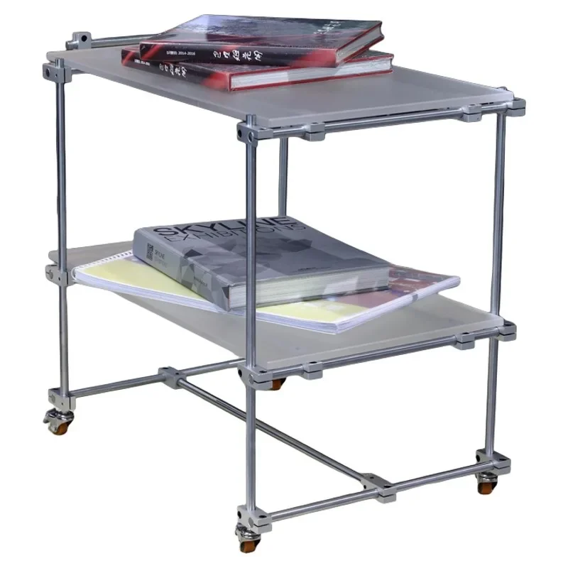 

Movable trolley Simple sofa side cabinet Optical axis Acrylic coffee table Living room Multifunctional rack Dining car