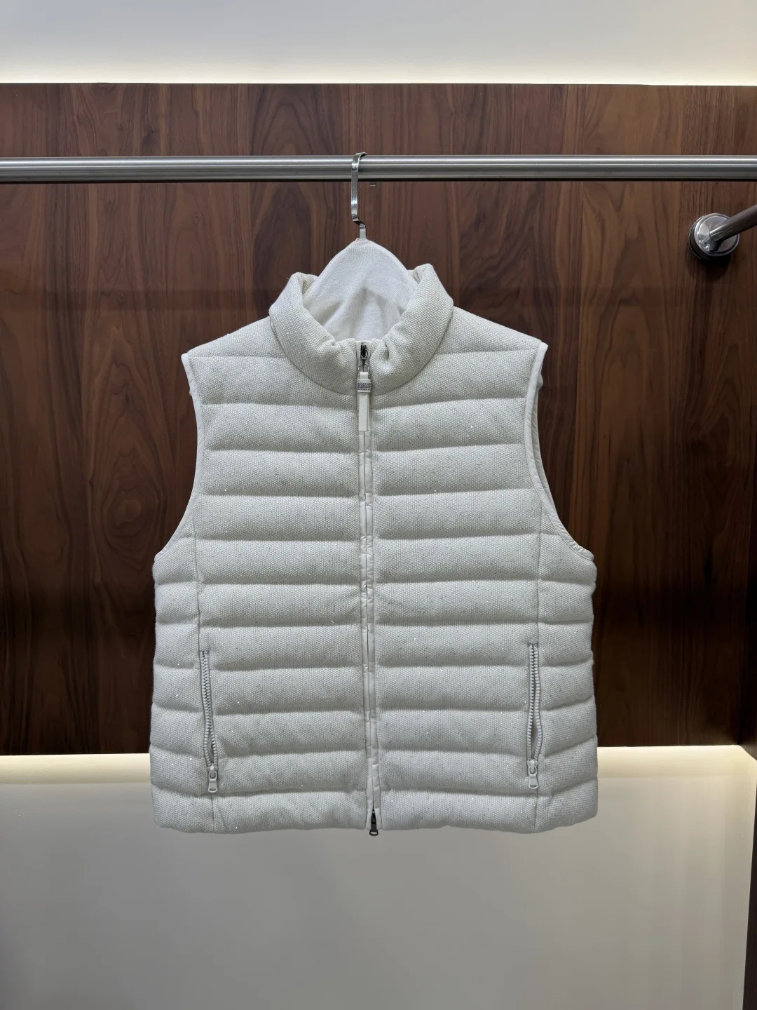 2026 New Autumn/Winter High-Quality Fashion Round Neck Sequined Gauze Goose Down Vest For Women