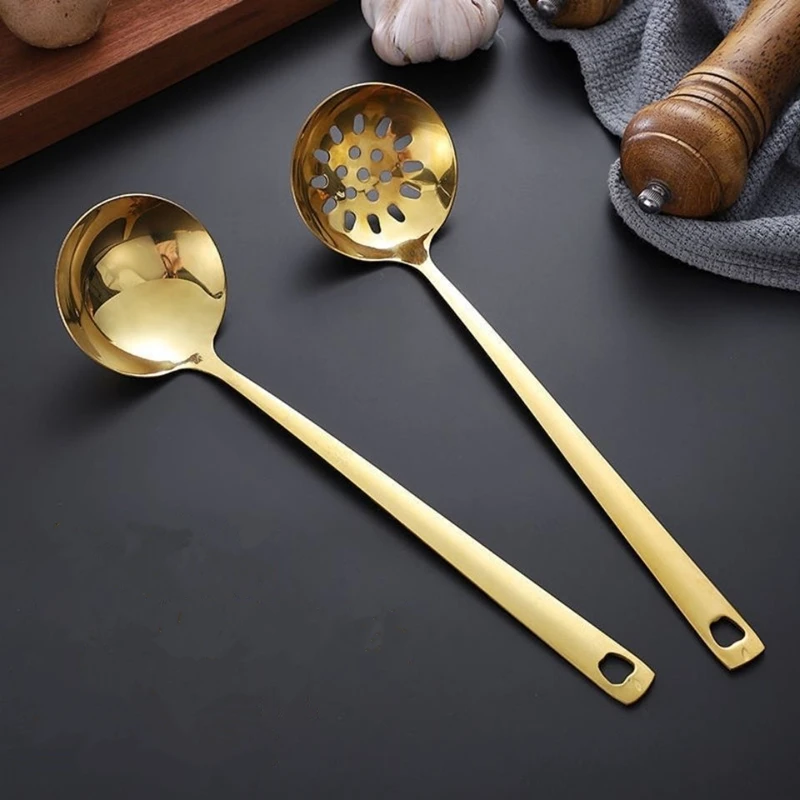 New Kitchen Long Handle Ramen Spoon Soup Ladle Korean Stainless Steel Tableware Bouillon Tablespoons Home Cooking Utensils