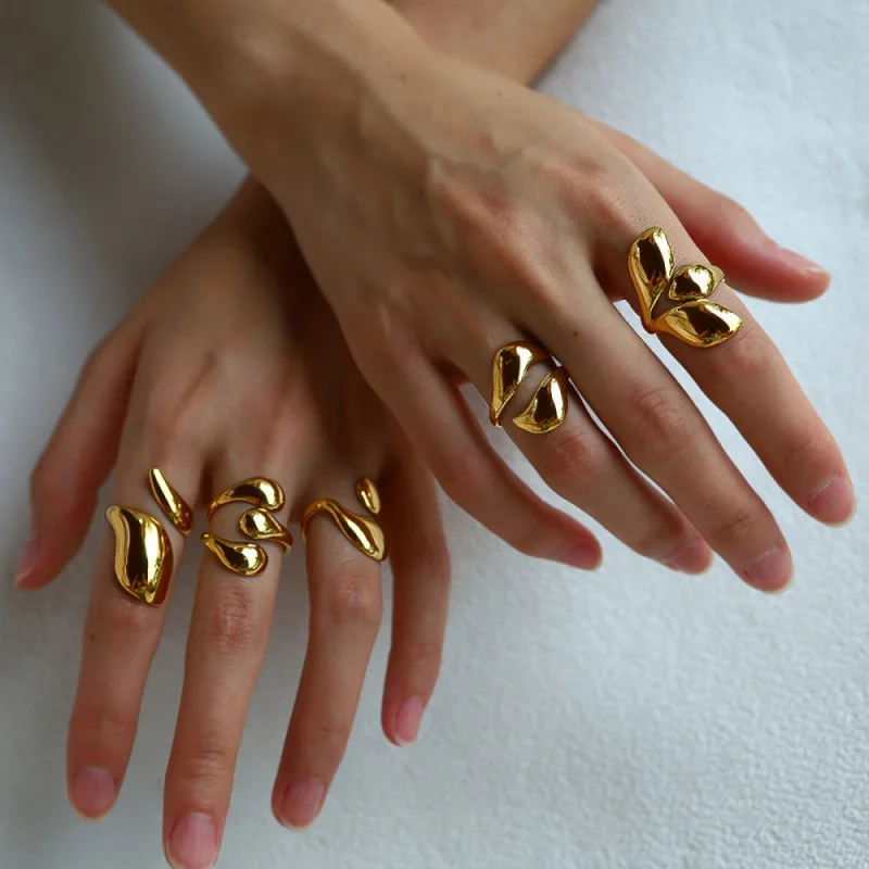 

Gold Female High-End Lava Open Ring accessories stainless steel jewelry for women