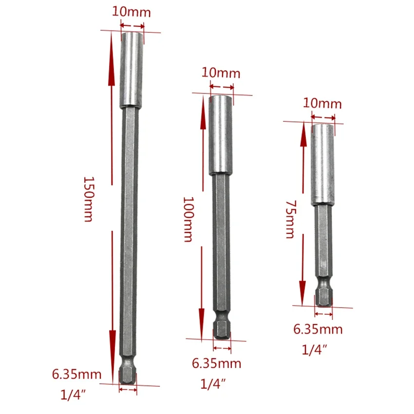 1/4\'\' Strong Magnetic Hex Screwdriver Bit Extension Connecting Rod Sleeve Pistol Drill Extension Rod 6.35mm Sleeve Quick Adapter