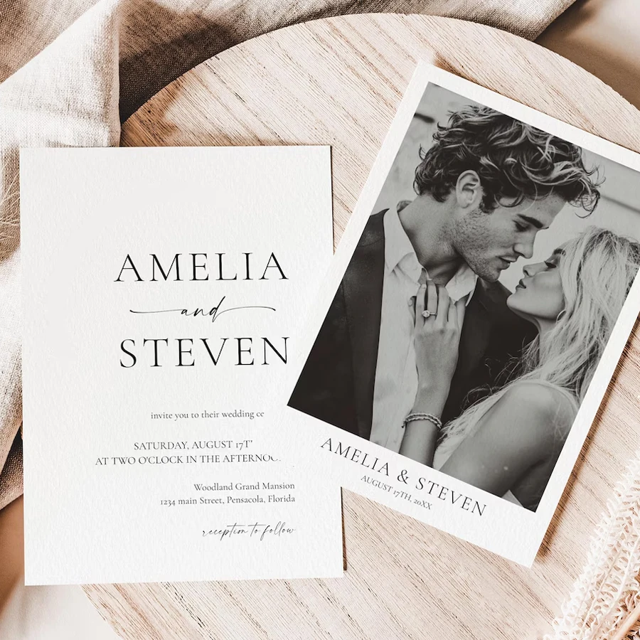 

10/50PCS Personalized Wedding Invitation, Double-Sided Printed Invitations, Custom Wedding Invitation with Front Text Back Photo