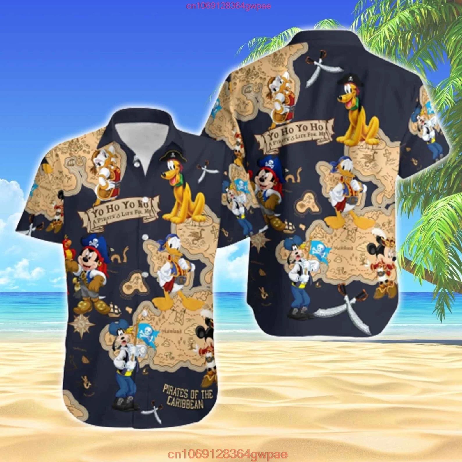 Pirates of the Caribbean Mickey Mouse Hawaiian Shirt Men Women Short Sleeve Shirt Disney Hawaiian Shirt Fashion Breathable Shirt