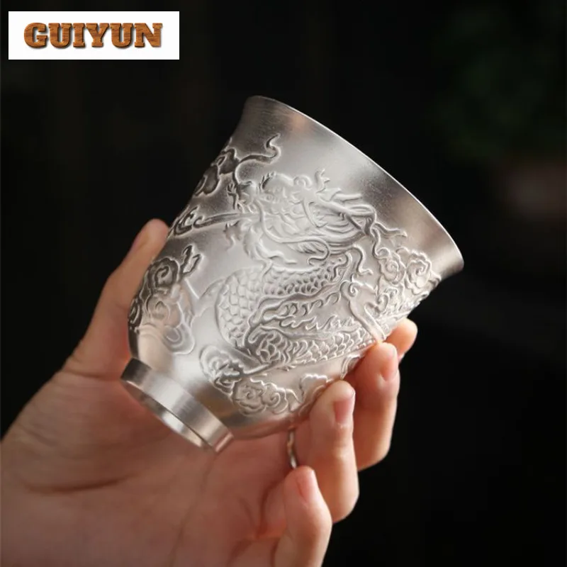 اليدوية الإغاثة مذهب الفضة السيراميك فنجان الشاي وعاء شاي فنجان شاي مجموعة الشاي تذوق العطر كوب Jianzhan ماستر الكؤوس الصينية Teaset #3