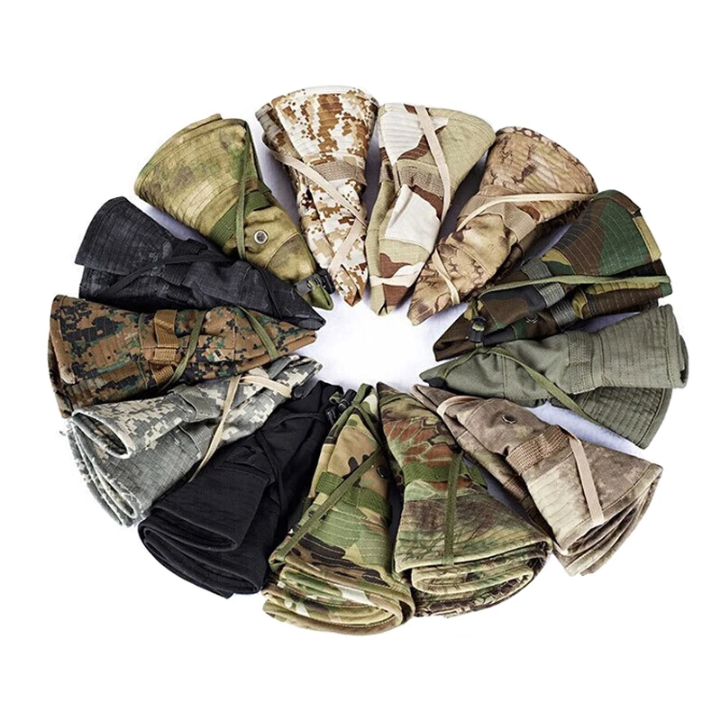 Camouflage Boonie Hat Wide Brim Men Women Sun Hat Outdoor Hiking Fishing Hunting Sports Caps Foldable Soft Hat