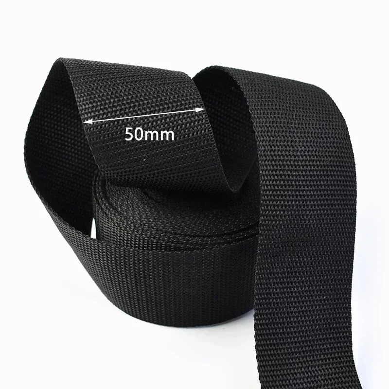 Sangle De Sac à Dos 5m X 50mm Noire - Polypropylène Robuste Avec 20 Boucles, Multi-Usages