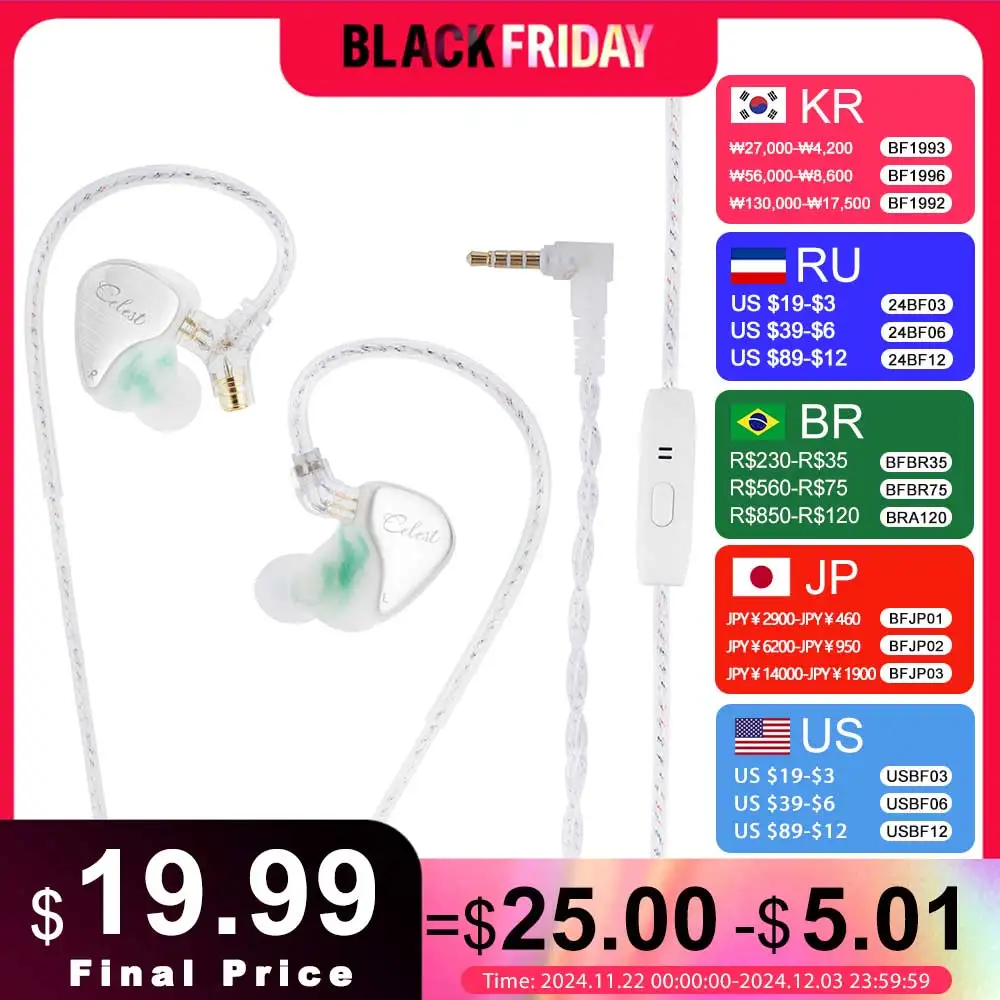 Kinera celest wyvern cabo de fone de ouvido com microfone de lança destacável iem captador de áudio jogos streaming ao vivo microfone fone de ouvido atacado