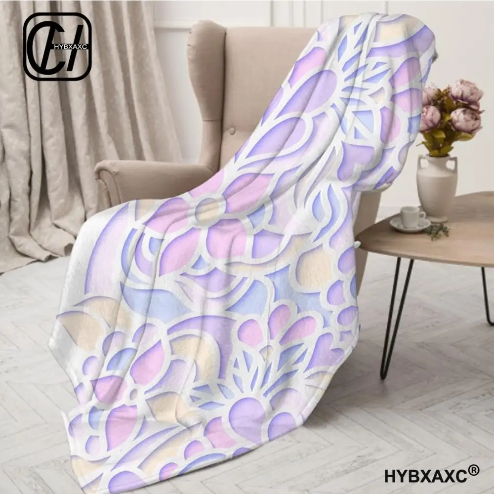 Papercraft Floral Throw Blanket, White Cutout Pastel Flower Decor Sofa Blanket Throw Blanket Aesthetic Portable Home Travel Camp