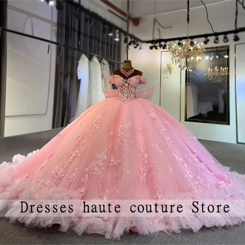 

Refined Quinceanera Dress for Girls with Bow Off the Shoulder Appliques Ruched Vestidos De 15 Quinceanera Customized