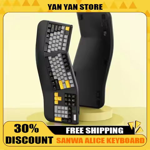 Sanwa Alice Mechanical Keyboard Wireless Tri-mode Gasket Hot-Swap RGB Knob Custom 104key Ergonomic Gaming Office Split Keyboard