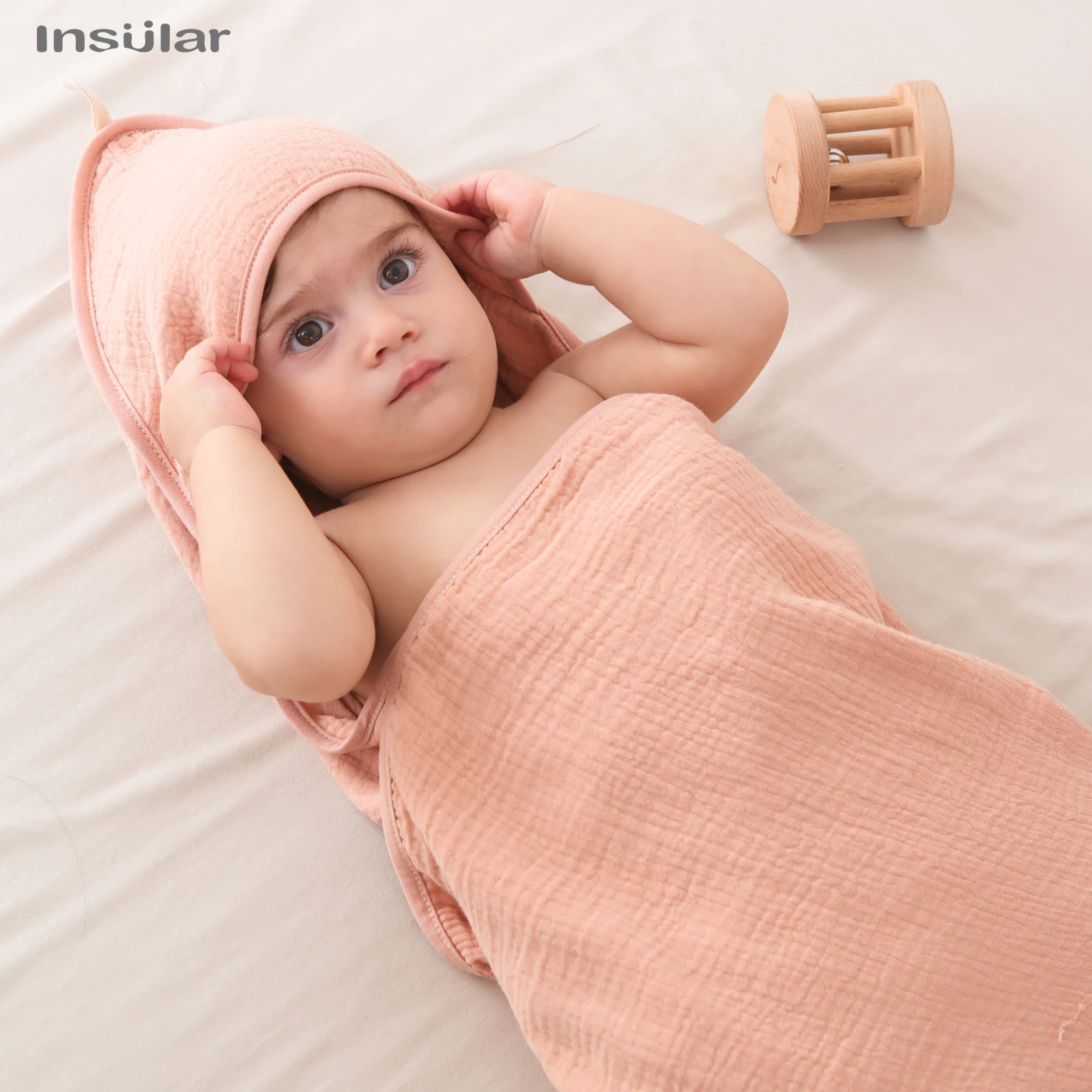 Gauze style Baby Bath Cloth Kids Bathrobe Child Blanket Wrap for Newborn Infant Toddler  Gauze Cotton Blankets Three-piece