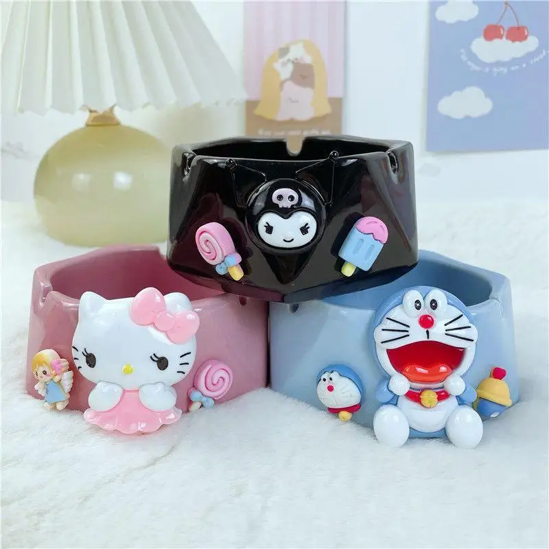 Sanrio Cinnamoroll Ceramic Ashtray Living Room Bedroom Office Kuromi Mymelody Kawaii Personality Cartoon Household Ashtray