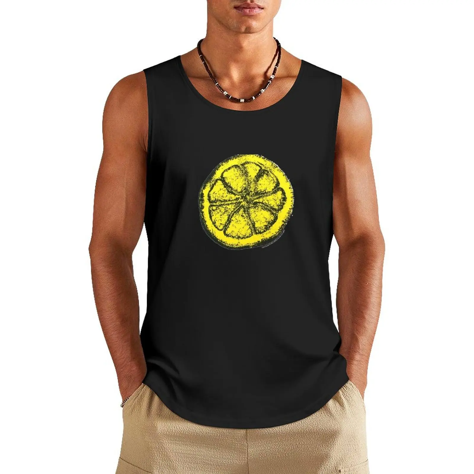 

sweet lemon fresh Tank Top Men's t shirt summer 2024 Men's vest Men's sports t-shirt