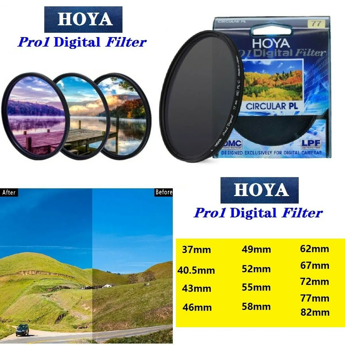 Hoya cpl pro1 digital polaripolarizador circular filtro de lente protetora para câmera slr