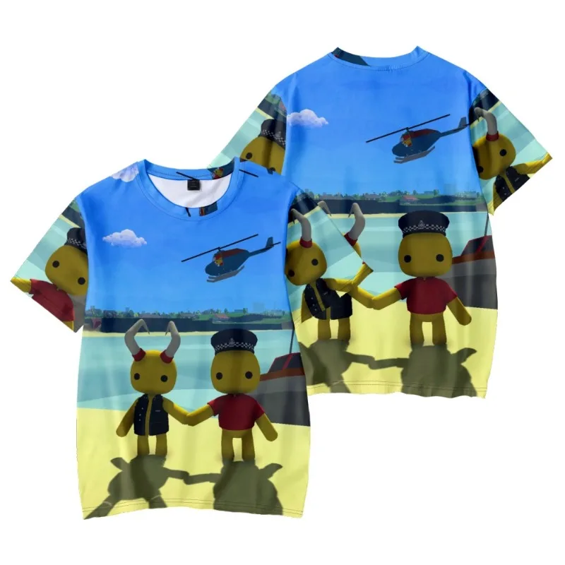 تي شيرت Hot Game Wobbly Life Series مطبوع بأكمام قصيرة مطبوع عليه رسوم كرتونية ثلاثية الأبعاد للبالغين قابل للتنفس وصديق للبشرة ورقبة مستديرة #3