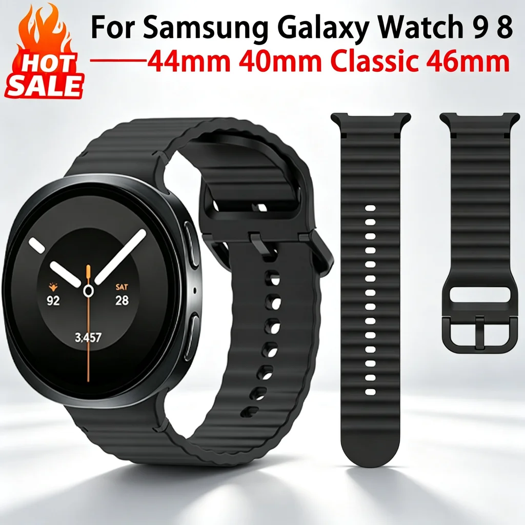 Original Silikonarmband für Samsung Galaxy Watch 9 8 44mm 40mm Sportarmband Pulseira Correa Armband Galaxy Watch 8 Classic 46mm