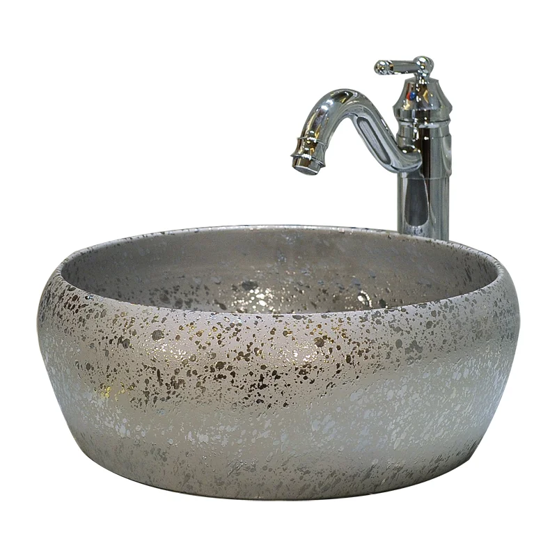 

European style countertop basin silver wash basin bathroom modern simple ceramic art basin