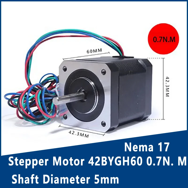 Nema 17 Stepper Motor 42BYGH60 0.7N. M Shaft Diameter 5mm Single Axis Stepping Motor With Lead Wire Durable Step Angle 1.8°