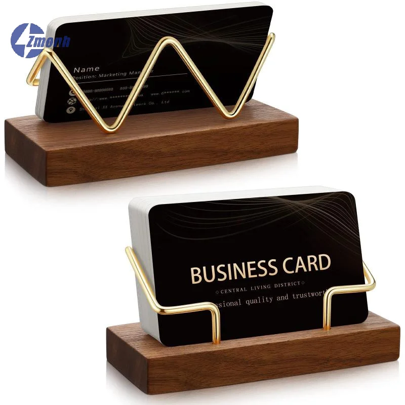 New！Wooden Business Card Holder Organizer Office Desk Display Stand Tabletop Home Storage Accessories
