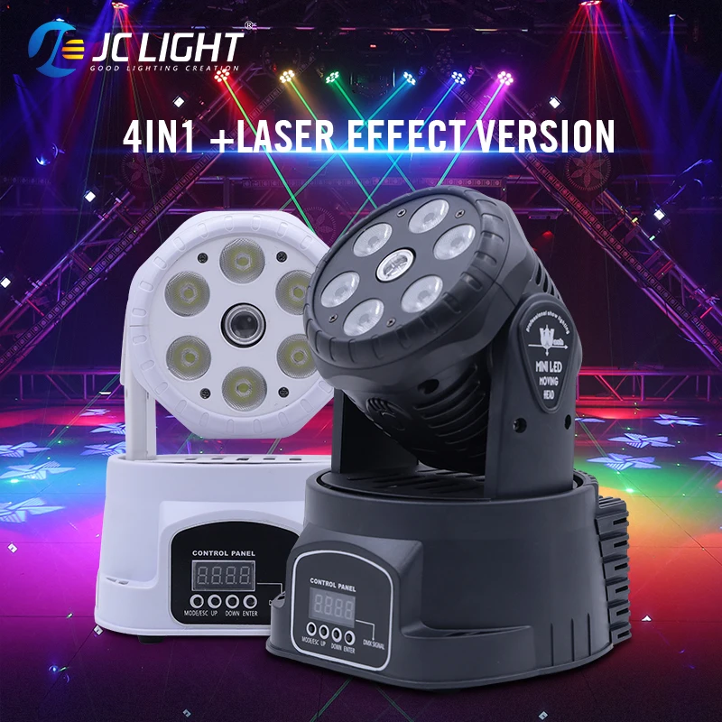 

Mini 7pcs Led Moving Head Par Light Wash And Laser 10W RGBW Mini Stage Party Lights for House Disco DJ Show Events