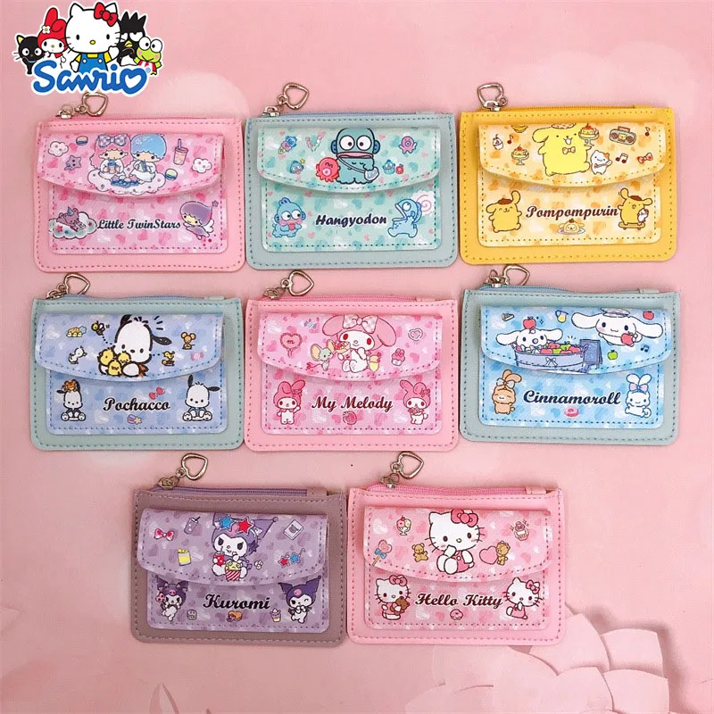 

Sanrio HelloKitty Cartoon Student Card Sleeve Coin Purse Cartoon Pochacco Peripheral Storage Three Layer Portable Card Bag