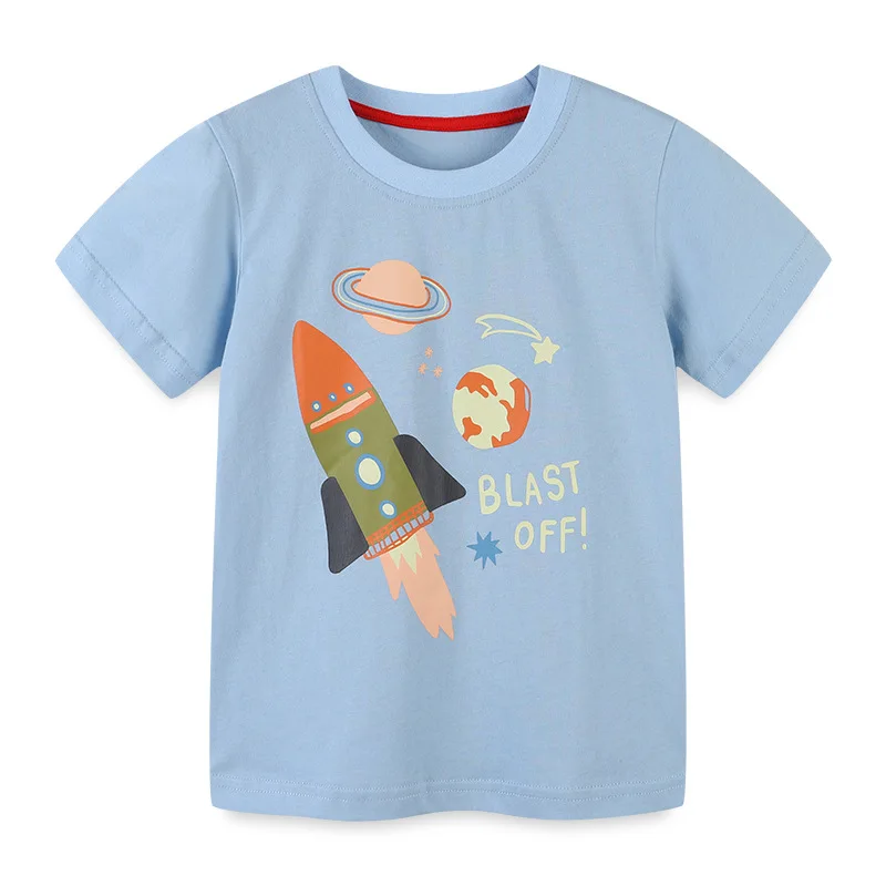 

Summer New Arrivals Boys T-Shirt Knitted Cotton Cartoon Print Crew Neck Short Sleeve T-Shirt Baby Top